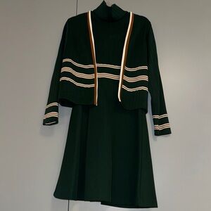 Vintage Green Dress and Cardigan Set
